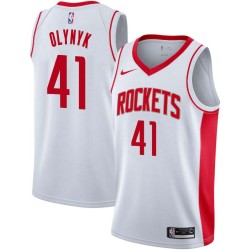 White Kelly Olynyk Rockets #41 Twill Basketball Jersey FREE SHIPPING