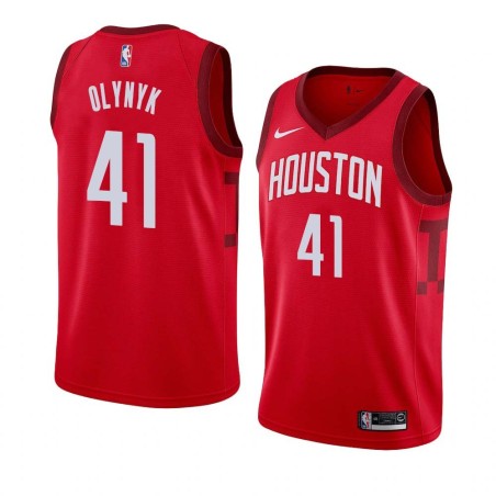 Red_Earned Kelly Olynyk Rockets #41 Twill Basketball Jersey FREE SHIPPING