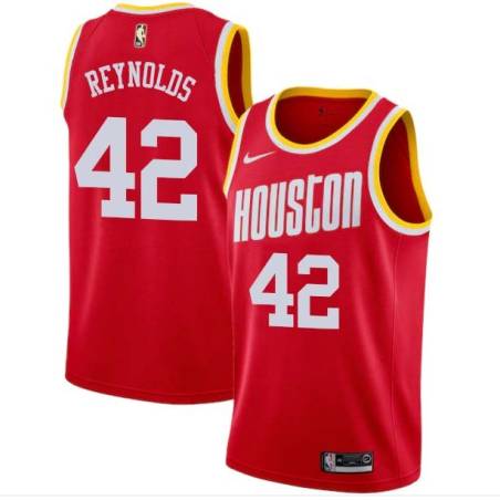 Red_Throwback Cameron Reynolds Rockets #42 Twill Basketball Jersey FREE SHIPPING
