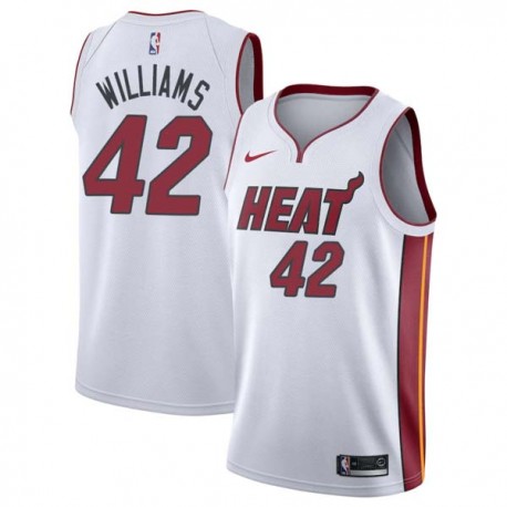 White Walt Williams Twill Basketball Jersey -Heat #42 Williams Twill Jerseys, FREE SHIPPING