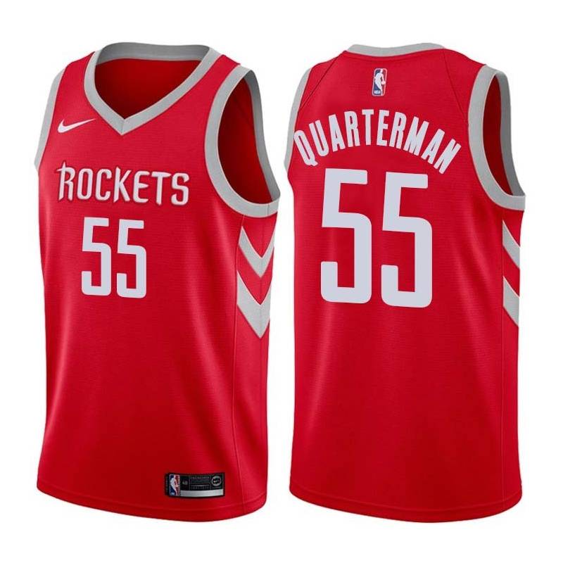 Red Classic Tim Quarterman Rockets #55 Twill Basketball Jersey FREE SHIPPING