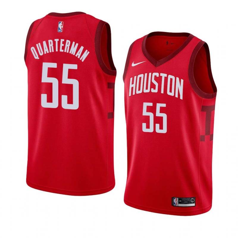 Red_Earned Tim Quarterman Rockets #55 Twill Basketball Jersey FREE SHIPPING