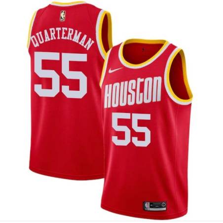 Red_Throwback Tim Quarterman Rockets #55 Twill Basketball Jersey FREE SHIPPING