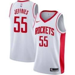 White DaQuan Jeffries Rockets #55 Twill Basketball Jersey FREE SHIPPING