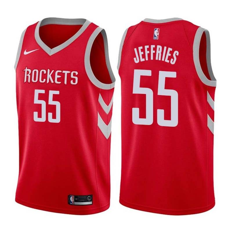 Red Classic DaQuan Jeffries Rockets #55 Twill Basketball Jersey FREE SHIPPING