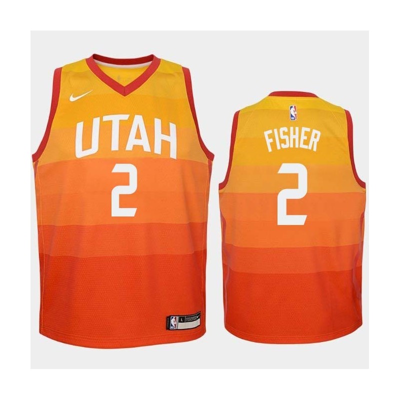 2017-18City Derek Fisher Twill Basketball Jersey -Jazz #2 Fisher Twill Jerseys, FREE SHIPPING