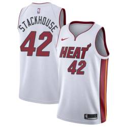 White Jerry Stackhouse Twill Basketball Jersey -Heat #42 Stackhouse Twill Jerseys, FREE SHIPPING