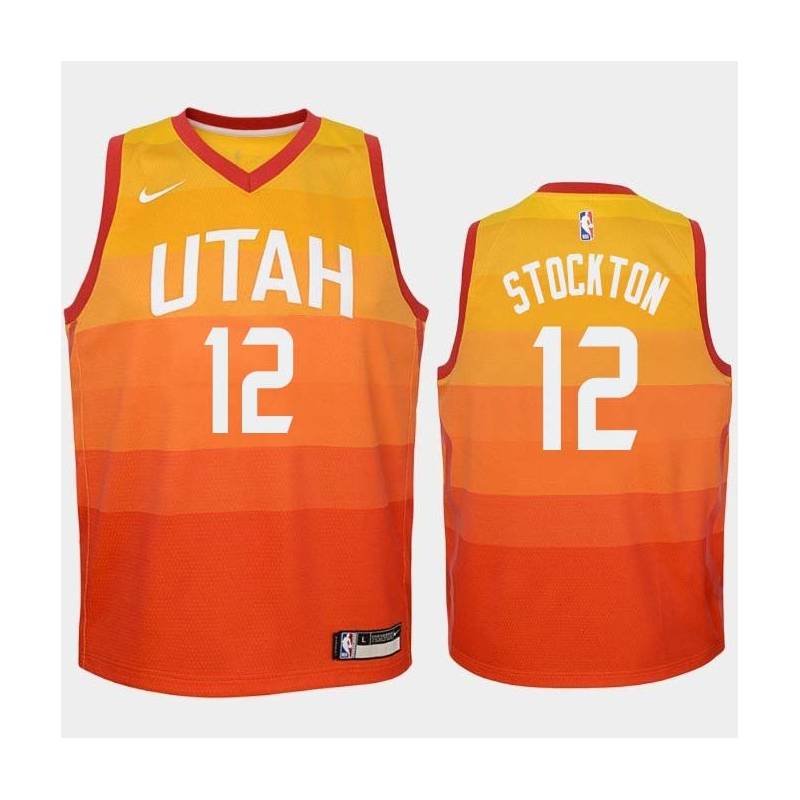 2017-18City John Stockton Twill Basketball Jersey -Jazz #12 Stockton Twill Jerseys, FREE SHIPPING