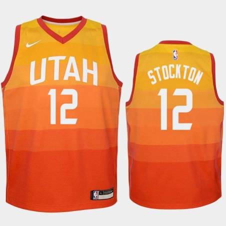 2017-18City John Stockton Twill Basketball Jersey -Jazz #12 Stockton Twill Jerseys, FREE SHIPPING