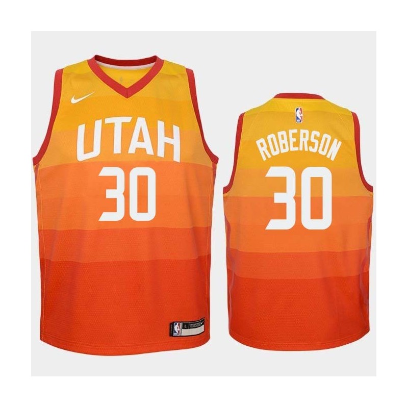 2017-18City Rick Roberson Twill Basketball Jersey -Jazz #30 Roberson Twill Jerseys, FREE SHIPPING