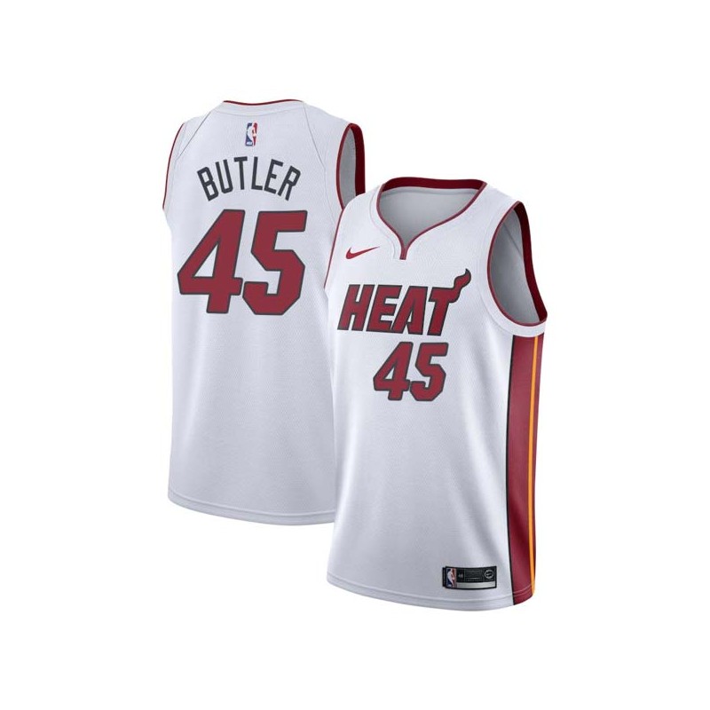 White Rasual Butler Twill Basketball Jersey -Heat #45 Butler Twill Jerseys, FREE SHIPPING