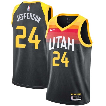 2021-22City Richard Jefferson Twill Basketball Jersey -Jazz #24 Jefferson Twill Jerseys, FREE SHIPPING