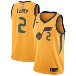 Glod Derek Fisher Twill Basketball Jersey -Jazz #2 Fisher Twill Jerseys, FREE SHIPPING