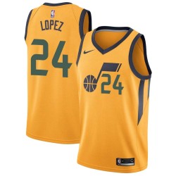 Glod Raul Lopez Twill Basketball Jersey -Jazz #24 Lopez Twill Jerseys, FREE SHIPPING