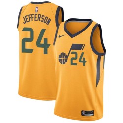 Glod Richard Jefferson Twill Basketball Jersey -Jazz #24 Jefferson Twill Jerseys, FREE SHIPPING
