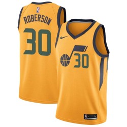 Glod Rick Roberson Twill Basketball Jersey -Jazz #30 Roberson Twill Jerseys, FREE SHIPPING