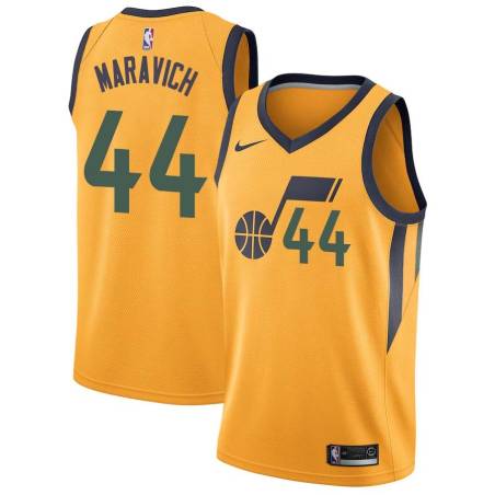 Glod Pete Maravich Twill Basketball Jersey -Jazz #44 Maravich Twill Jerseys, FREE SHIPPING