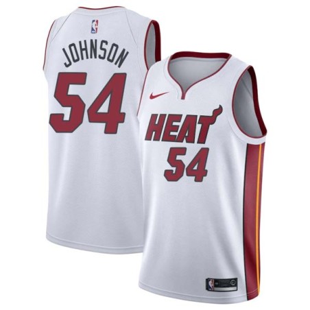 White Ken Johnson Twill Basketball Jersey -Heat #54 Johnson Twill Jerseys, FREE SHIPPING