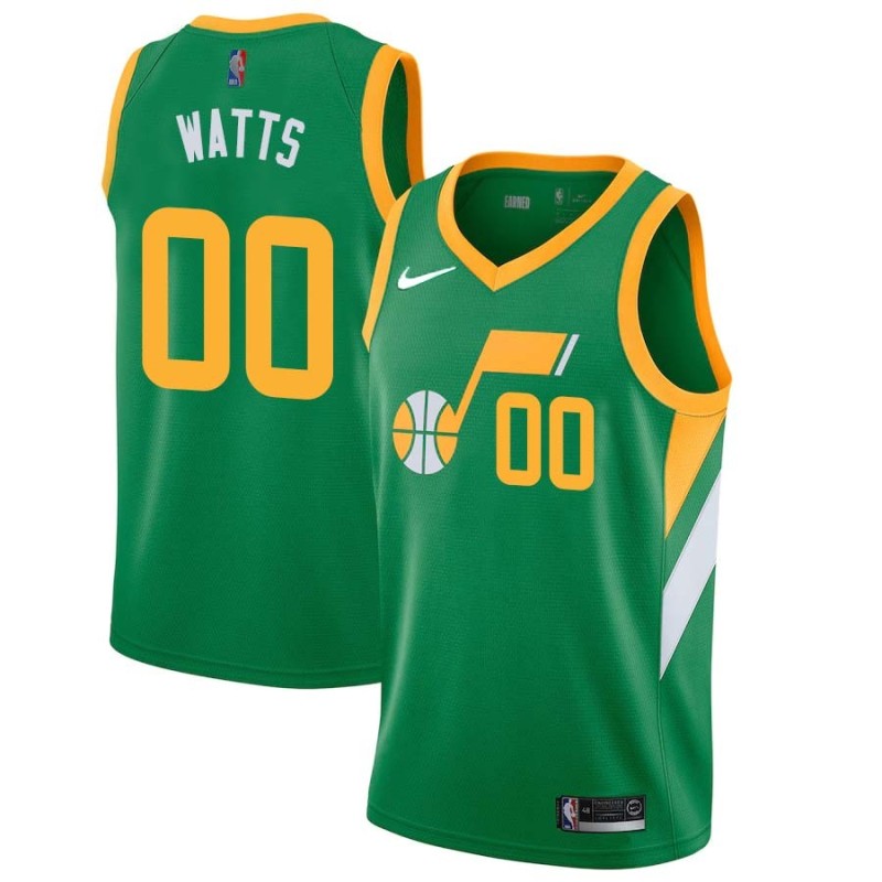Green_Earned Slick Watts Twill Basketball Jersey -Jazz #00 Watts Twill Jerseys, FREE SHIPPING