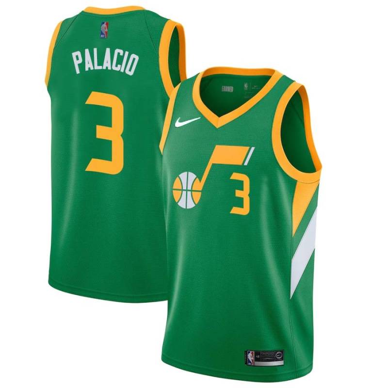 Green_Earned Milt Palacio Twill Basketball Jersey -Jazz #3 Palacio Twill Jerseys, FREE SHIPPING