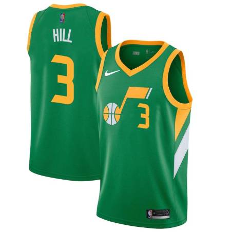 Green_Earned George Hill Twill Basketball Jersey -Jazz #3 Hill Twill Jerseys, FREE SHIPPING