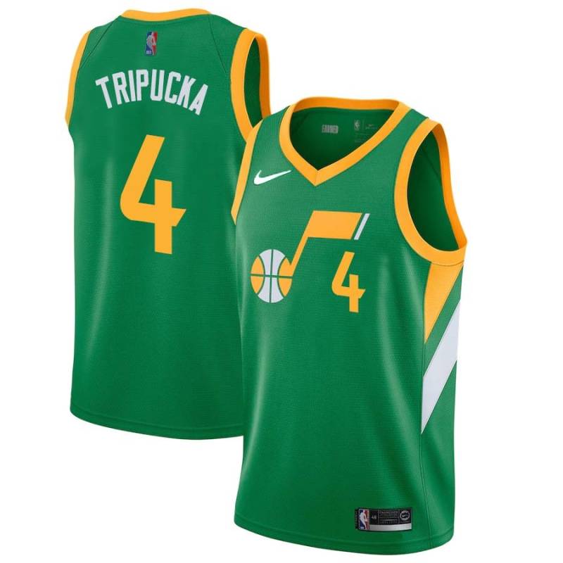 Green_Earned Kelly Tripucka Twill Basketball Jersey -Jazz #4 Tripucka Twill Jerseys, FREE SHIPPING