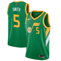 Green_Earned Robert Smith Twill Basketball Jersey -Jazz #5 Smith Twill Jerseys, FREE SHIPPING