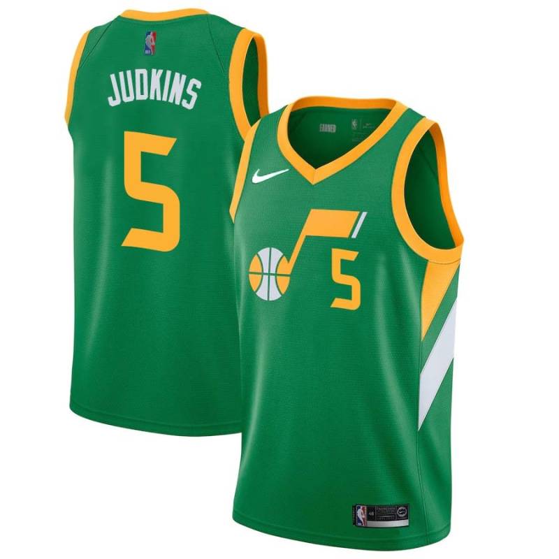 Green_Earned Jeff Judkins Twill Basketball Jersey -Jazz #5 Judkins Twill Jerseys, FREE SHIPPING
