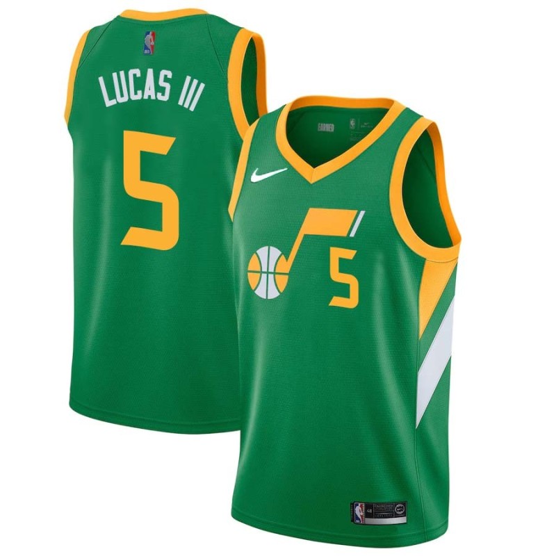 Green_Earned John Lucas III Twill Basketball Jersey -Jazz #5 Lucas III Twill Jerseys, FREE SHIPPING