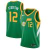 Green_Earned John Stockton Twill Basketball Jersey -Jazz #12 Stockton Twill Jerseys, FREE SHIPPING