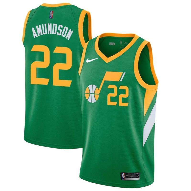 Green_Earned Lou Amundson Twill Basketball Jersey -Jazz #22 Amundson Twill Jerseys, FREE SHIPPING