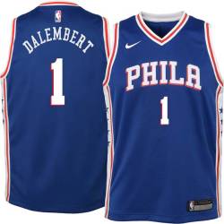 Blue Samuel Dalembert Twill Basketball Jersey -76ers #1 Dalembert Twill Jerseys, FREE SHIPPING
