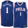 Blue Samuel Dalembert Twill Basketball Jersey -76ers #1 Dalembert Twill Jerseys, FREE SHIPPING