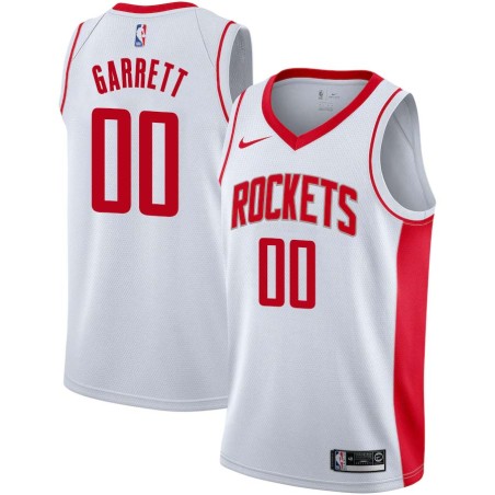White Calvin Garrett Twill Basketball Jersey -Rockets #00 Garrett Twill Jerseys, FREE SHIPPING