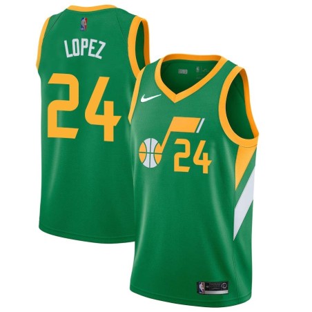 Green_Earned Raul Lopez Twill Basketball Jersey -Jazz #24 Lopez Twill Jerseys, FREE SHIPPING