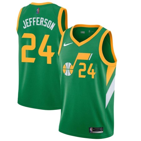 Green_Earned Richard Jefferson Twill Basketball Jersey -Jazz #24 Jefferson Twill Jerseys, FREE SHIPPING