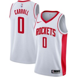 White DeMarre Carroll Twill Basketball Jersey -Rockets #0 Carroll Twill Jerseys, FREE SHIPPING