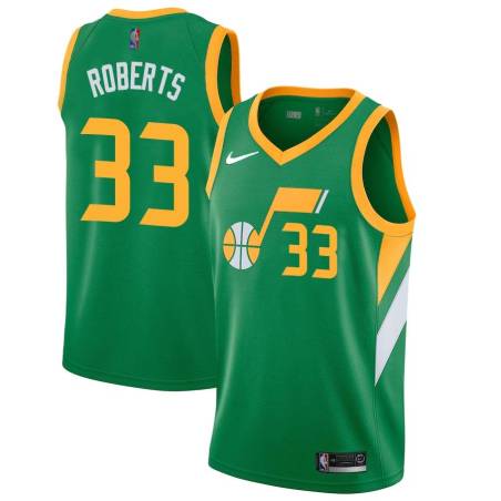 Green_Earned Fred Roberts Twill Basketball Jersey -Jazz #33 Roberts Twill Jerseys, FREE SHIPPING