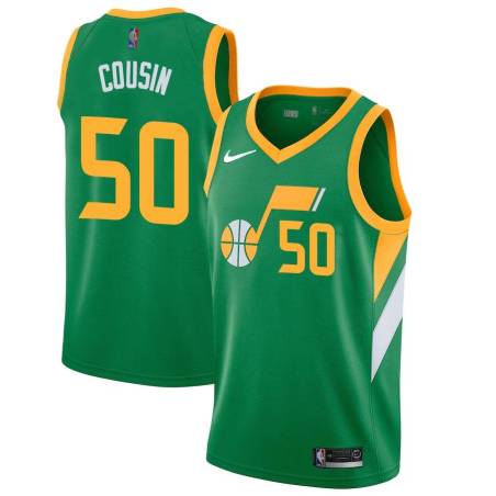 Green_Earned Marcus Cousin Twill Basketball Jersey -Jazz #50 Cousin Twill Jerseys, FREE SHIPPING
