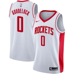 White Andrew Goudelock Twill Basketball Jersey -Rockets #0 Goudelock Twill Jerseys, FREE SHIPPING