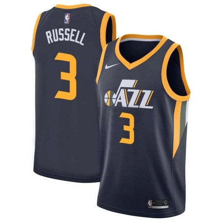 Navy Bryon Russell Twill Basketball Jersey -Jazz #3 Russell Twill Jerseys, FREE SHIPPING