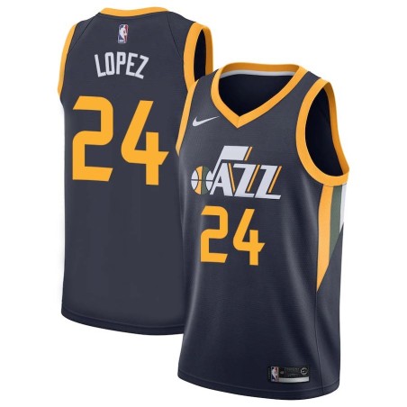 Navy Raul Lopez Twill Basketball Jersey -Jazz #24 Lopez Twill Jerseys, FREE SHIPPING