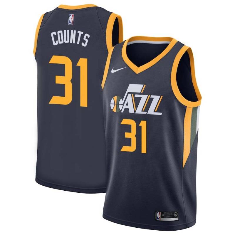 Navy Mel Counts Twill Basketball Jersey -Jazz #31 Counts Twill Jerseys, FREE SHIPPING