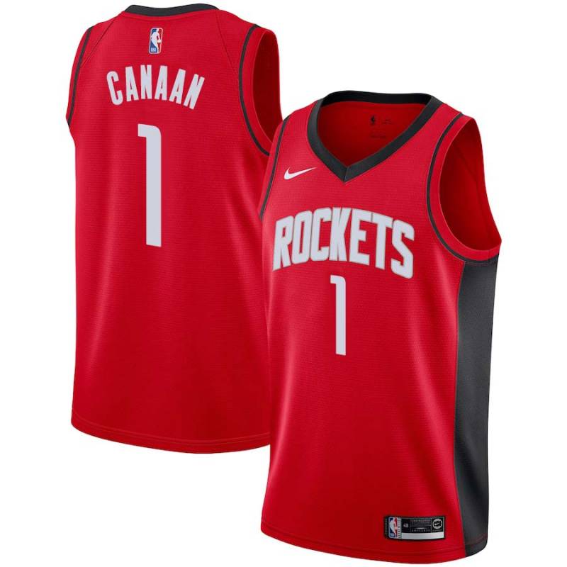 Red Isaiah Canaan Twill Basketball Jersey -Rockets #1 Canaan Twill Jerseys, FREE SHIPPING