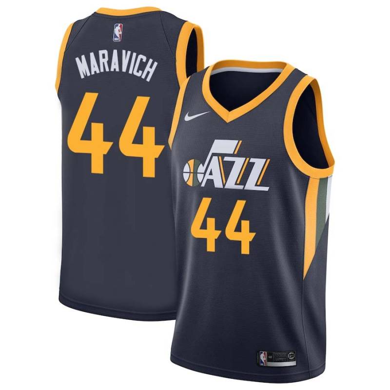 Navy Pete Maravich Twill Basketball Jersey -Jazz #44 Maravich Twill Jerseys, FREE SHIPPING