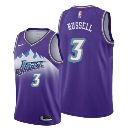 Throwback Bryon Russell Twill Basketball Jersey -Jazz #3 Russell Twill Jerseys, FREE SHIPPING
