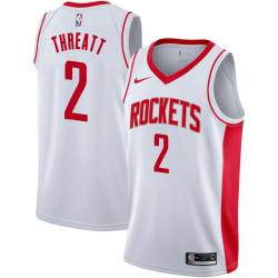 White Sedale Threatt Twill Basketball Jersey -Rockets #2 Threatt Twill Jerseys, FREE SHIPPING