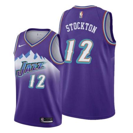 Throwback John Stockton Twill Basketball Jersey -Jazz #12 Stockton Twill Jerseys, FREE SHIPPING