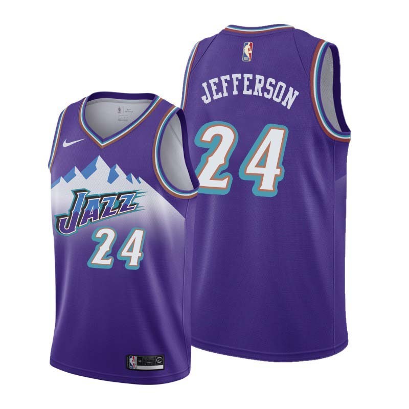 Throwback Richard Jefferson Twill Basketball Jersey -Jazz #24 Jefferson Twill Jerseys, FREE SHIPPING