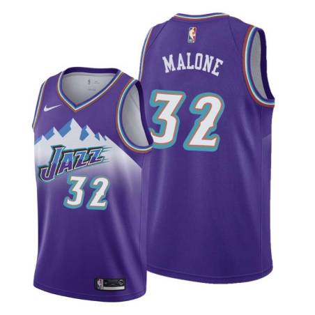Throwback Karl Malone Twill Basketball Jersey -Jazz #32 Malone Twill Jerseys, FREE SHIPPING